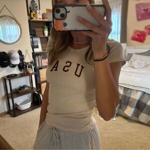 Brandy Melville Cream USA Tee